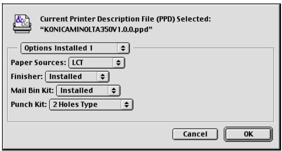 KONICA MINOLTA BIZHUB 250 PRINT - To specify options - 1