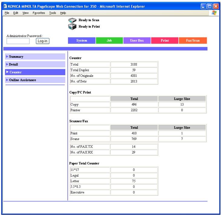 KONICA MINOLTA BIZHUB 250 PRINT - System tab - Counter - 1