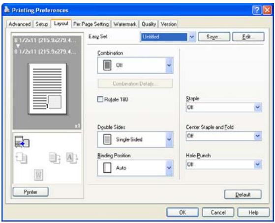 KONICA MINOLTA BIZHUB 250 PRINT - Specifying the Layout tab settings - 1