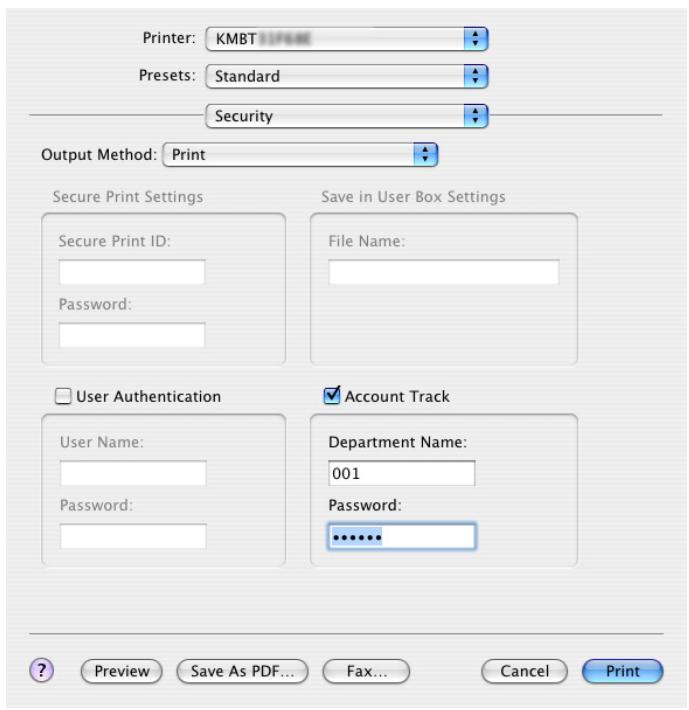 KONICA MINOLTA BIZHUB 250 PRINT - Specifying settings (for Mac OS X) - 1