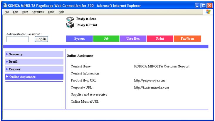 KONICA MINOLTA BIZHUB 250 PRINT - System tab - Online Assistance - 1