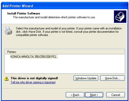 KONICA MINOLTA BIZHUB 250 PRINT - Click the [OK] button. - 1