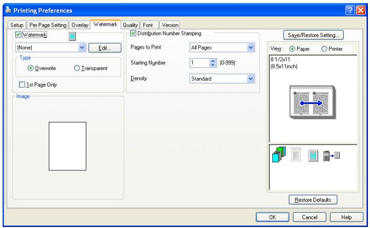 KONICA MINOLTA BIZHUB 250 PRINT - Specifying the Watermark tab settings - 1