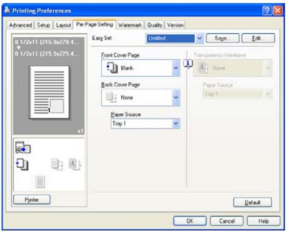 KONICA MINOLTA BIZHUB 250 PRINT - Specifying the Per Page Setting tab settings - 1