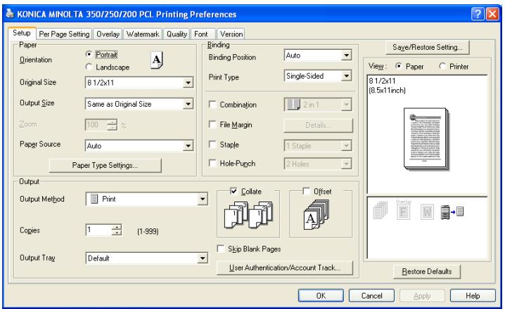 KONICA MINOLTA BIZHUB 250 PRINT - PCL driver - 1