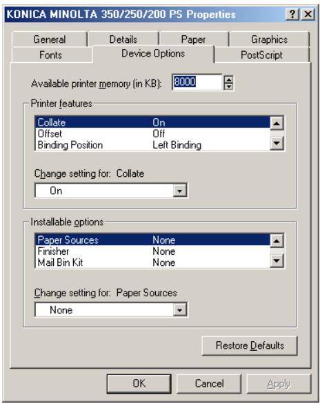 KONICA MINOLTA BIZHUB 250 PRINT - Specifying settings - 1