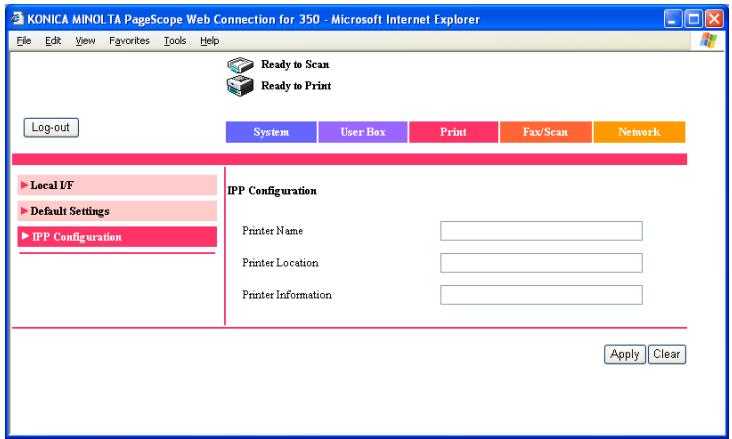 KONICA MINOLTA BIZHUB 250 PRINT - Print tab - IPP Configuration - 1