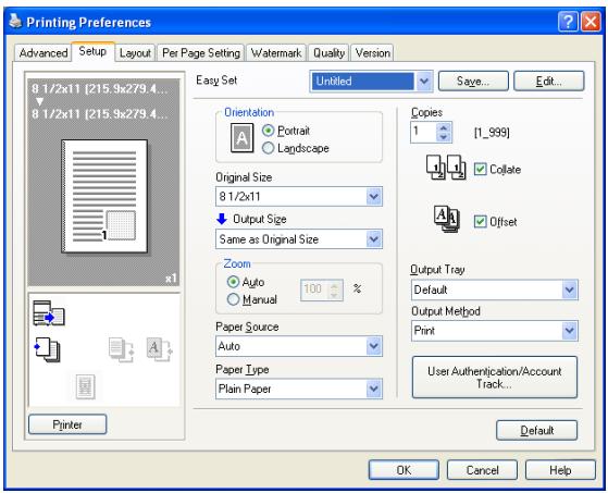 KONICA MINOLTA BIZHUB 250 PRINT - Saving the driver settings - 1