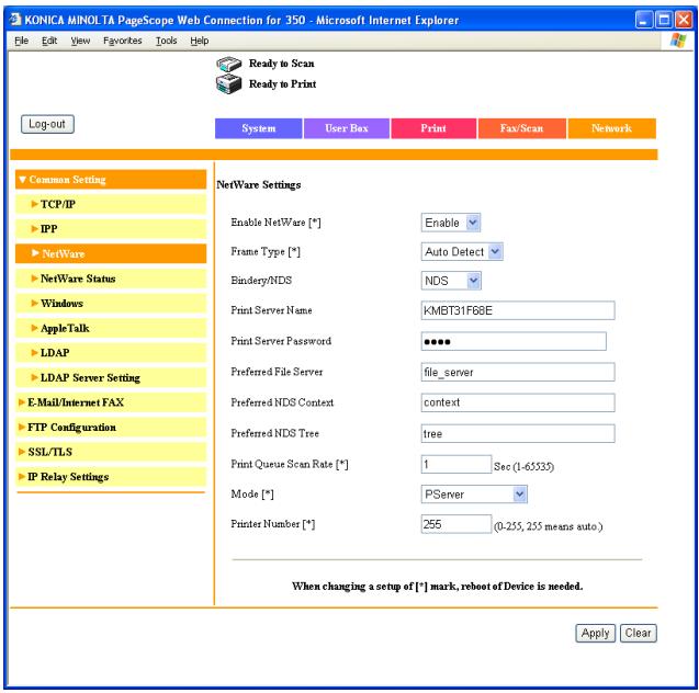 KONICA MINOLTA BIZHUB 250 PRINT - For Print Server mode with NetWare 4.x bindery emulation - 1