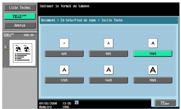 KONICA MINOLTA BIZHUB 361 - Contrôle/Modif. temp. – Taille Texte - 1