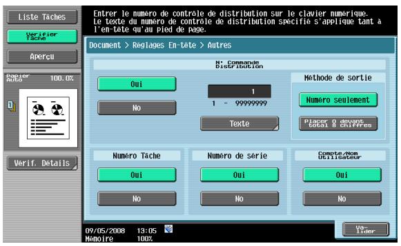 KONICA MINOLTA BIZHUB 361 - Contrôle/Modif. temp. – Réglages En-tête/Réglages Pied de page – Autres - 1