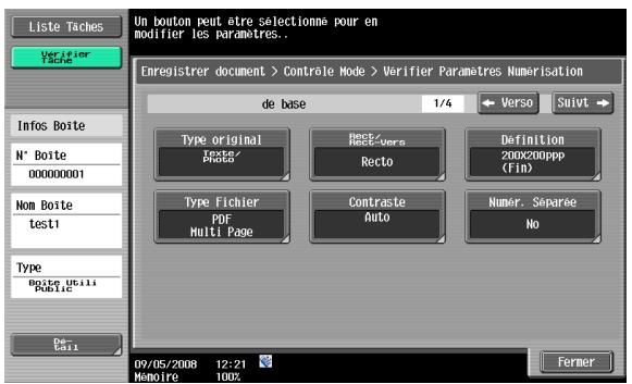 KONICA MINOLTA BIZHUB 361 - Détail – Vérifier les paramètres de numérisation - 1