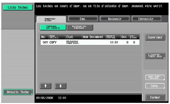 KONICA MINOLTA BIZHUB 361 - Liste Tâches – Détails tâche - 1