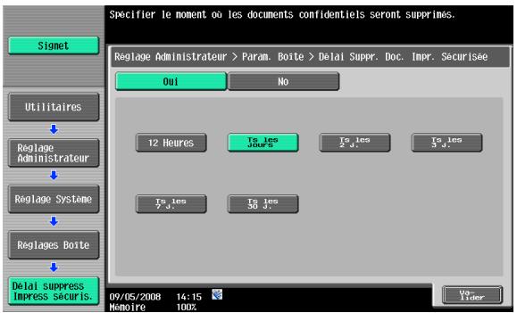 KONICA MINOLTA BIZHUB 361 - Délai de suppression de document en impression sécurisée - 1