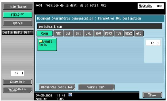 KONICA MINOLTA BIZHUB 361 - Réglages Communication – Paramètres URL Destination - 1