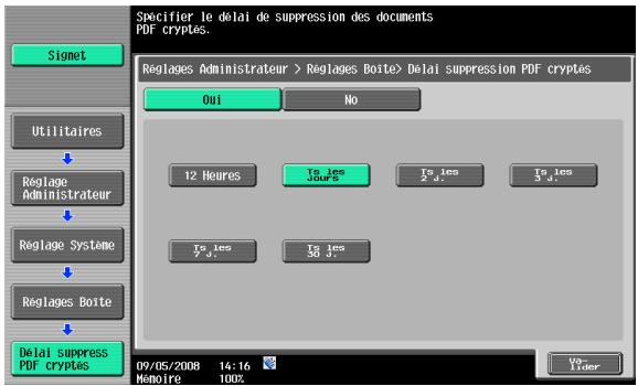 KONICA MINOLTA BIZHUB 361 - Délai de suppression des PDF cryptés - 1