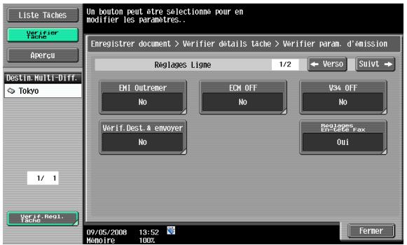 KONICA MINOLTA BIZHUB 361 - Vérifier les réglages Tâche – Réglages Communication - 1