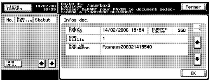 KONICA MINOLTA BIZHUB 500 - Appuyez sur [Infos doc.]. - 2
