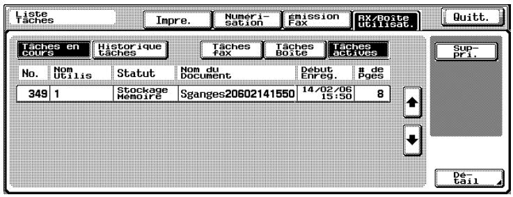 KONICA MINOLTA BIZHUB 500 - Affichage de la liste des tâches en cours - 1
