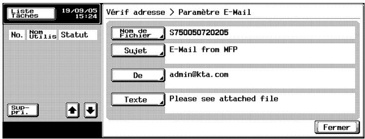 KONICA MINOLTA BIZHUB 500 - Pour spécifier les paramètres de message électronique - 1
