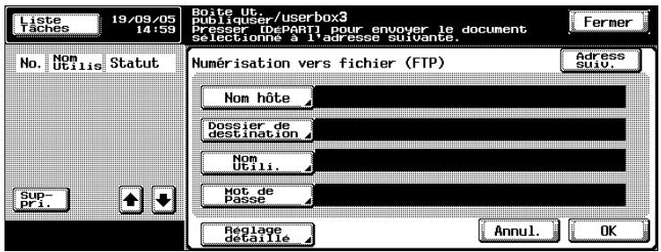 KONICA MINOLTA BIZHUB 500 - Tapez les informations du serveur FTP. - 1