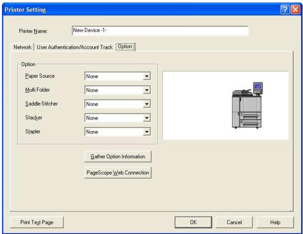 KONICA MINOLTA BIZHUB C10P - “Option” tab - 1