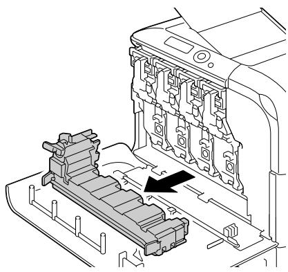 KONICA MINOLTA BIZHUB C20P - Grab the left and right handles of the waste toner bottle, and then slowly pull out the bottle. - 2