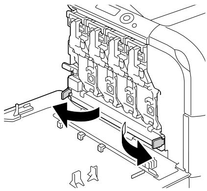 KONICA MINOLTA BIZHUB C20P - Open the left and right handles of the waste toner bottle. - 1