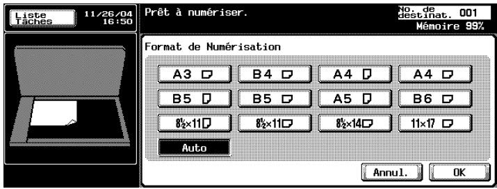 KONICA MINOLTA BIZHUB C352 - Appuyez sur la touche correspondant au format du document à émettre. - 1