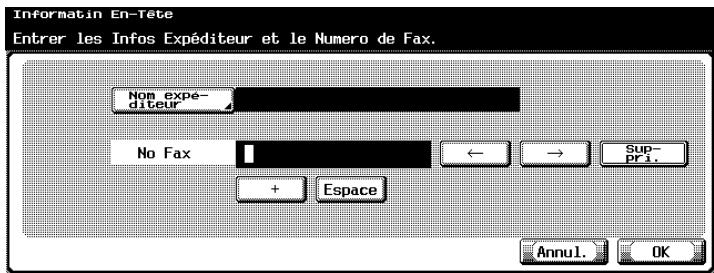 KONICA MINOLTA BIZHUB C352 - Tapez le numéro de fax de l'expéditeur à l'aide du clavier et des touches +, espace, → ou ←. - 1