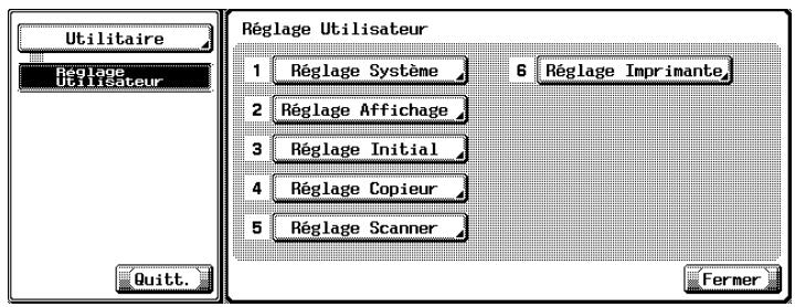 KONICA MINOLTA BIZHUB C352 - Quitter l'écran Réglage Utilisateur - 1
