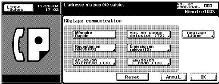KONICA MINOLTA BIZHUB C352 - Appuyez sur [Réglage comm.] pour paramétrer la fonction, puis appuyez sur [OK]. - 1