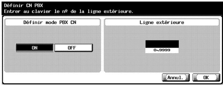 KONICA MINOLTA BIZHUB C352 - Sélectionnez [ON] pour Définir mode PBX CN. - 1
