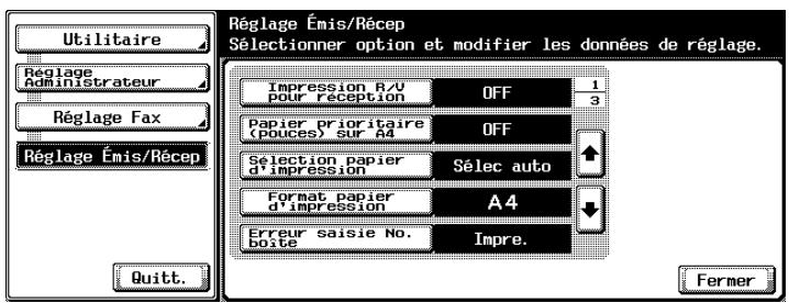 KONICA MINOLTA BIZHUB C352 - Sélectionnez l'option à régler. - 1