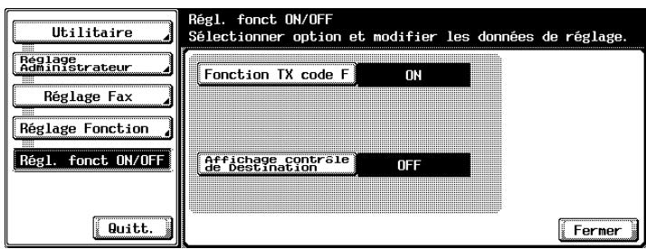 KONICA MINOLTA BIZHUB C352 - Sélectionnez l'option à régler. - 1