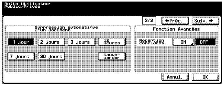KONICA MINOLTA BIZHUB C352 - Appuyez sur [Suiv.] pour activer la Réception confidentielle. - 1