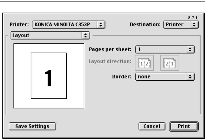 KONICA MINOLTA BIZHUB C353P - Layout (Pages per sheet) - 1