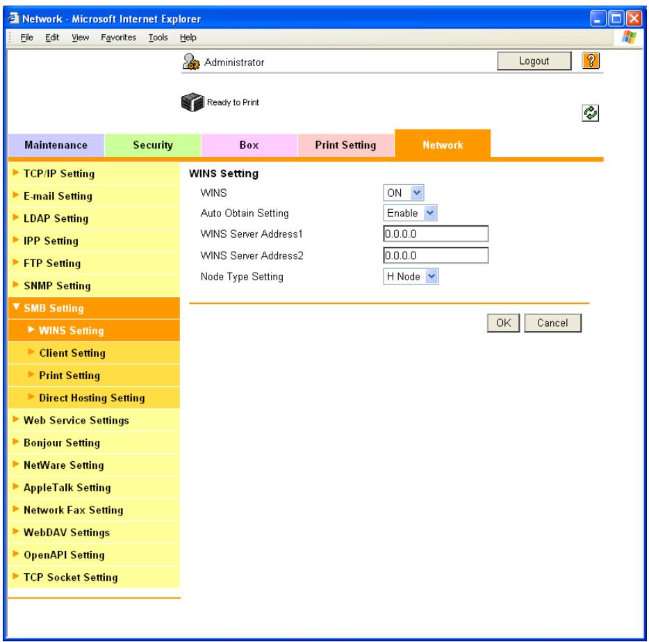 KONICA MINOLTA BIZHUB C353P - WINS Setting - 1