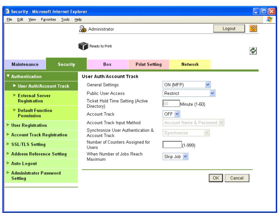 KONICA MINOLTA BIZHUB C353P - Security - 1