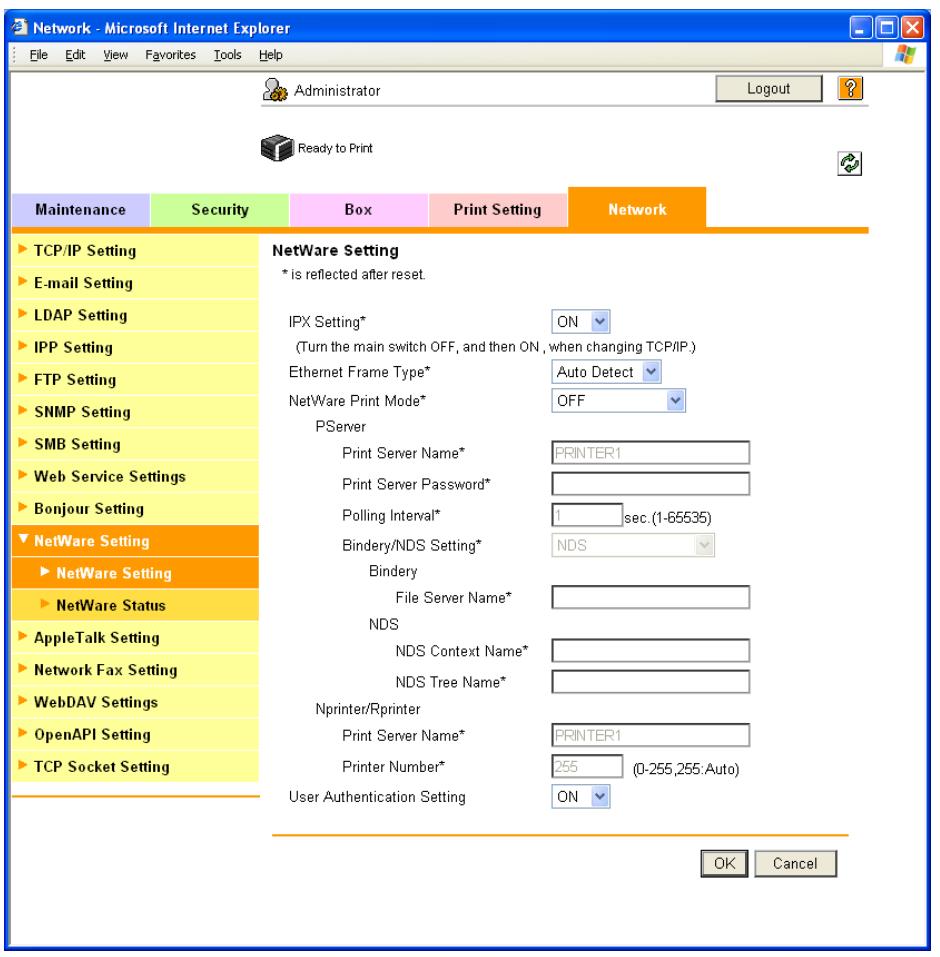 KONICA MINOLTA BIZHUB C353P - NetWare Setting - 1