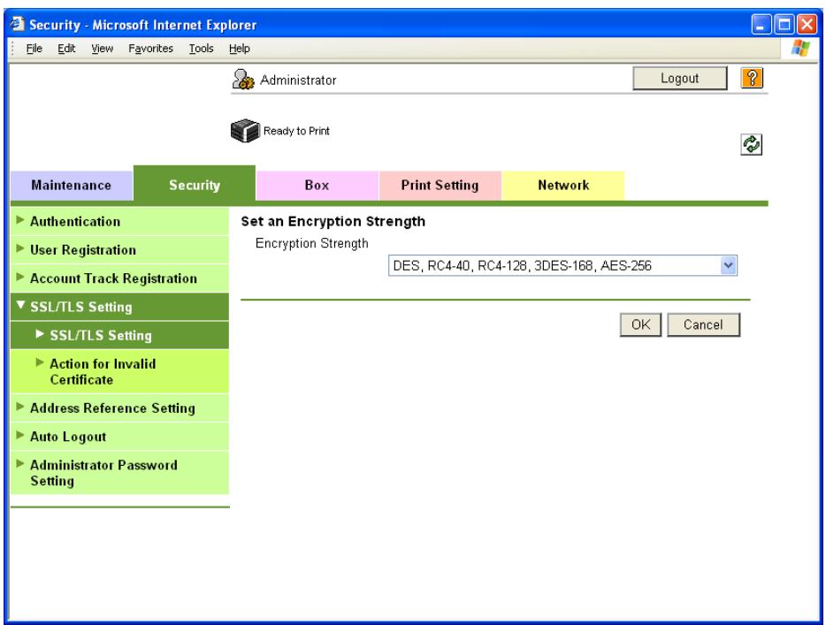KONICA MINOLTA BIZHUB C353P - Set an Encryption Strength - 1