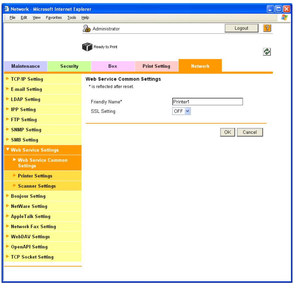 KONICA MINOLTA BIZHUB C353P - Web Service Common Settings - 1