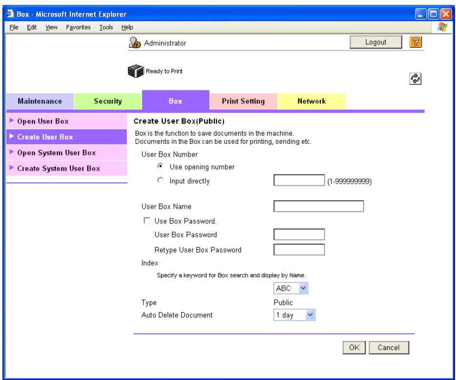 KONICA MINOLTA BIZHUB C353P - Create User Box - 1