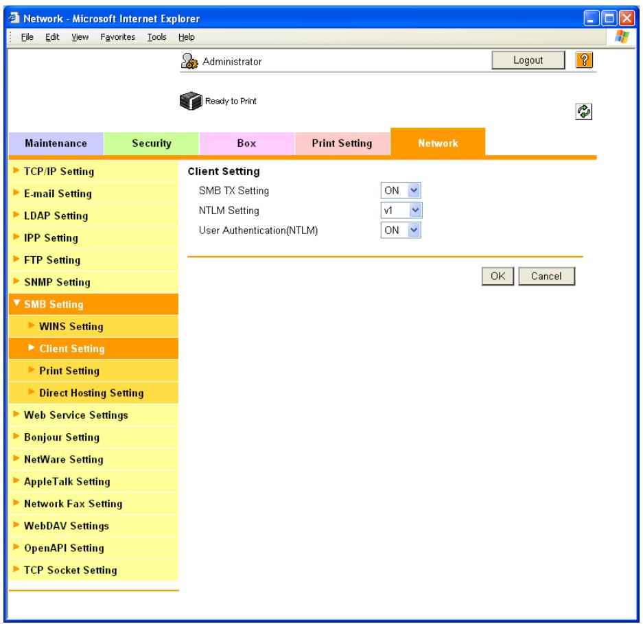 KONICA MINOLTA BIZHUB C353P - Client Setting - 1