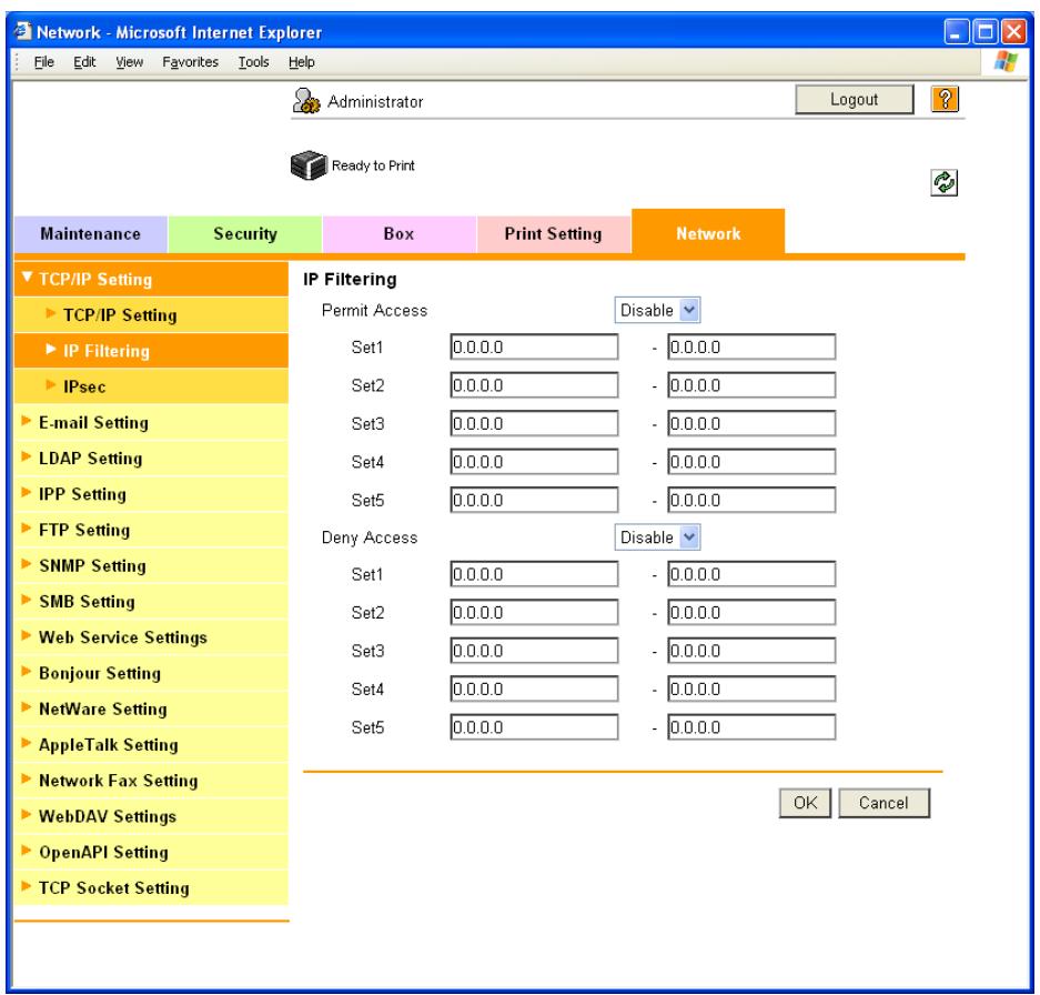 KONICA MINOLTA BIZHUB C353P - IP Filtering - 1