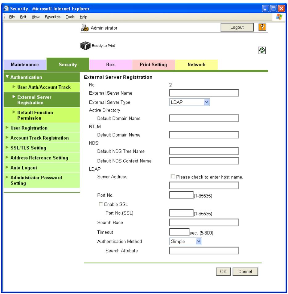 KONICA MINOLTA BIZHUB C353P - External Server Registration - 1