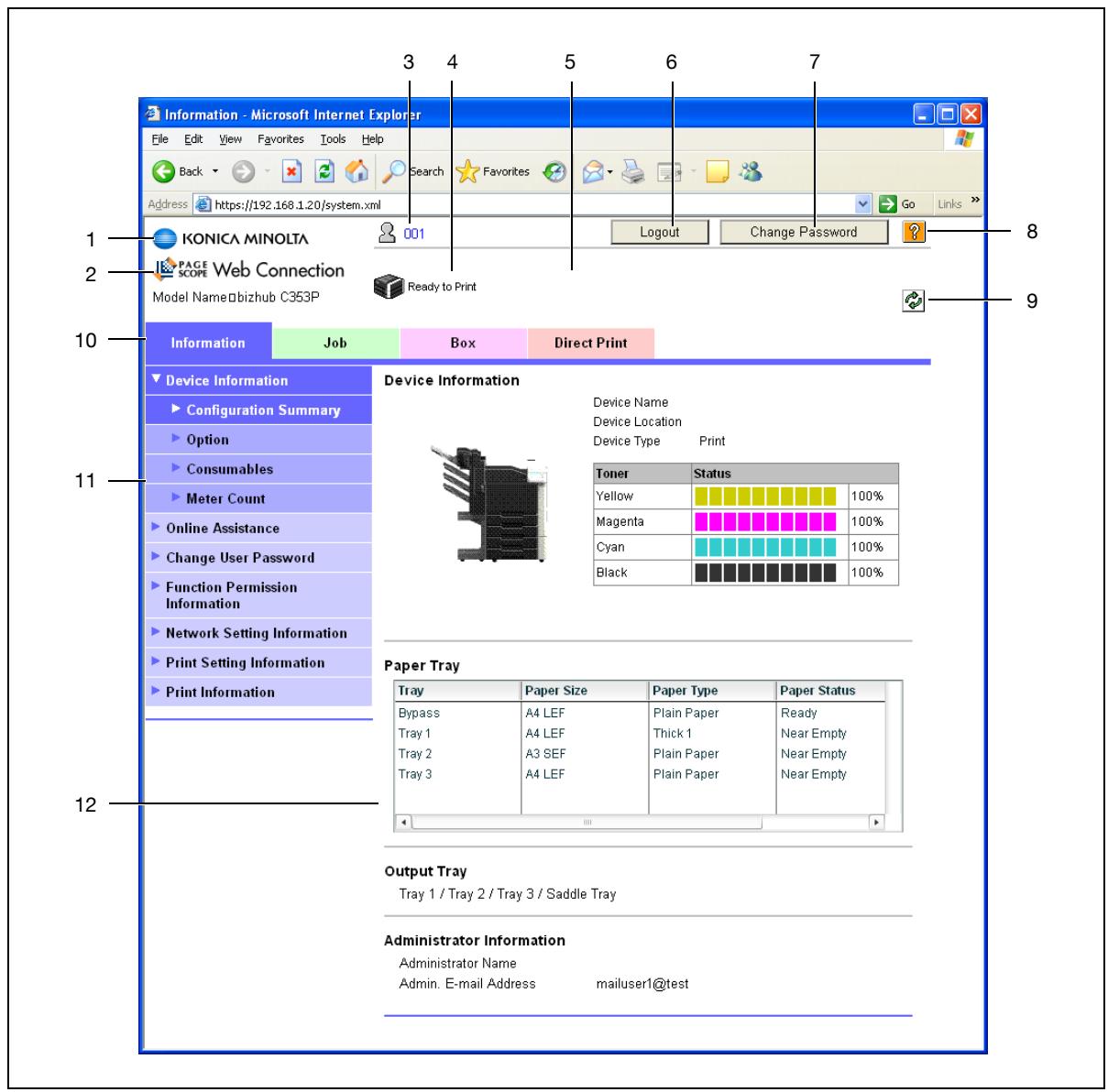 KONICA MINOLTA BIZHUB C353P - Structure of pages - 1