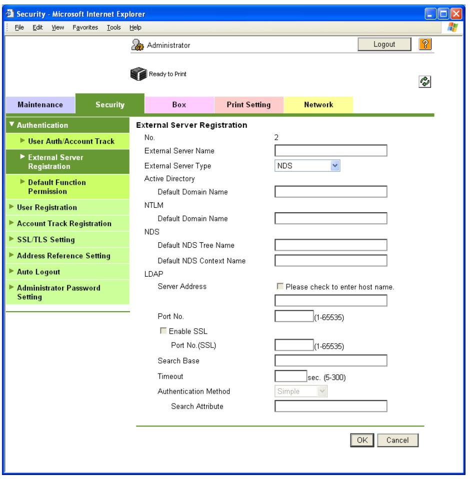 KONICA MINOLTA BIZHUB C353P - External Server Registration - 1