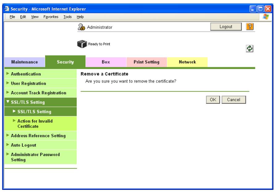 KONICA MINOLTA BIZHUB C353P - Remove a certificate - 1
