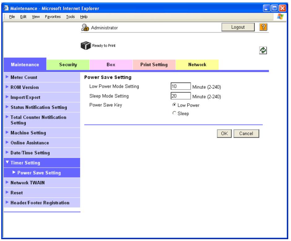 KONICA MINOLTA BIZHUB C353P - Power Save Setting - 1
